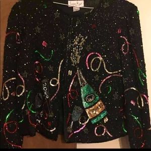 Vintage sequin jacket- size 1X- Laurence Kazar